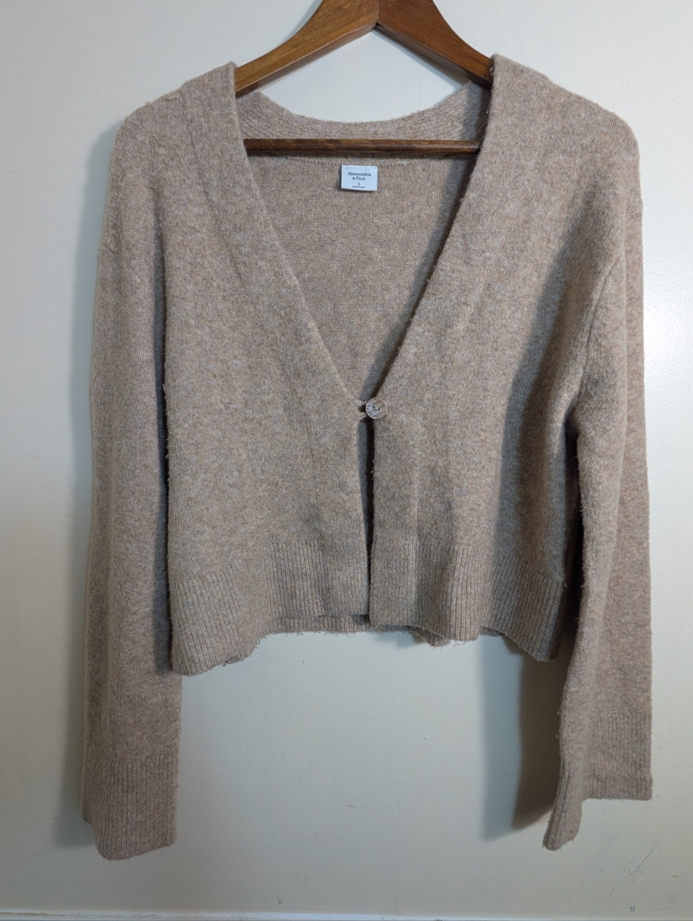 Abercrombie & Fitch Tan One Button Ultra Soft Cardigan Sweater - Picture 8 of 8